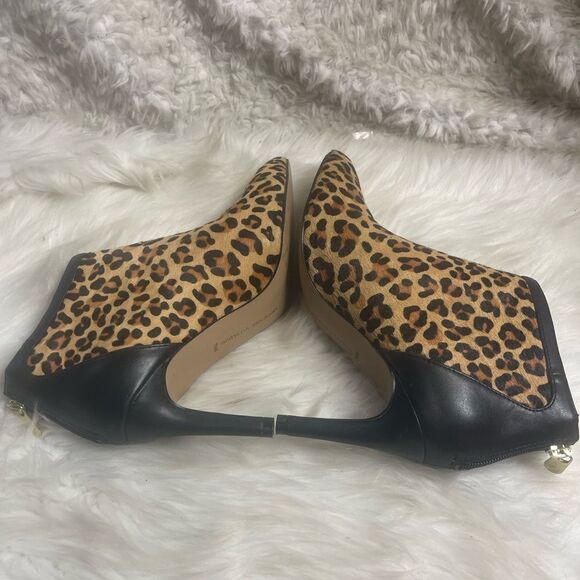 Adrienne Vittadini leather calf hair Chita print ankle boots black trim SZ7.5M - Picture 5 of 15